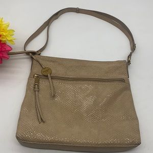 Margot Tan Snakeskin Leather Crossbody Bag. MCB2710A